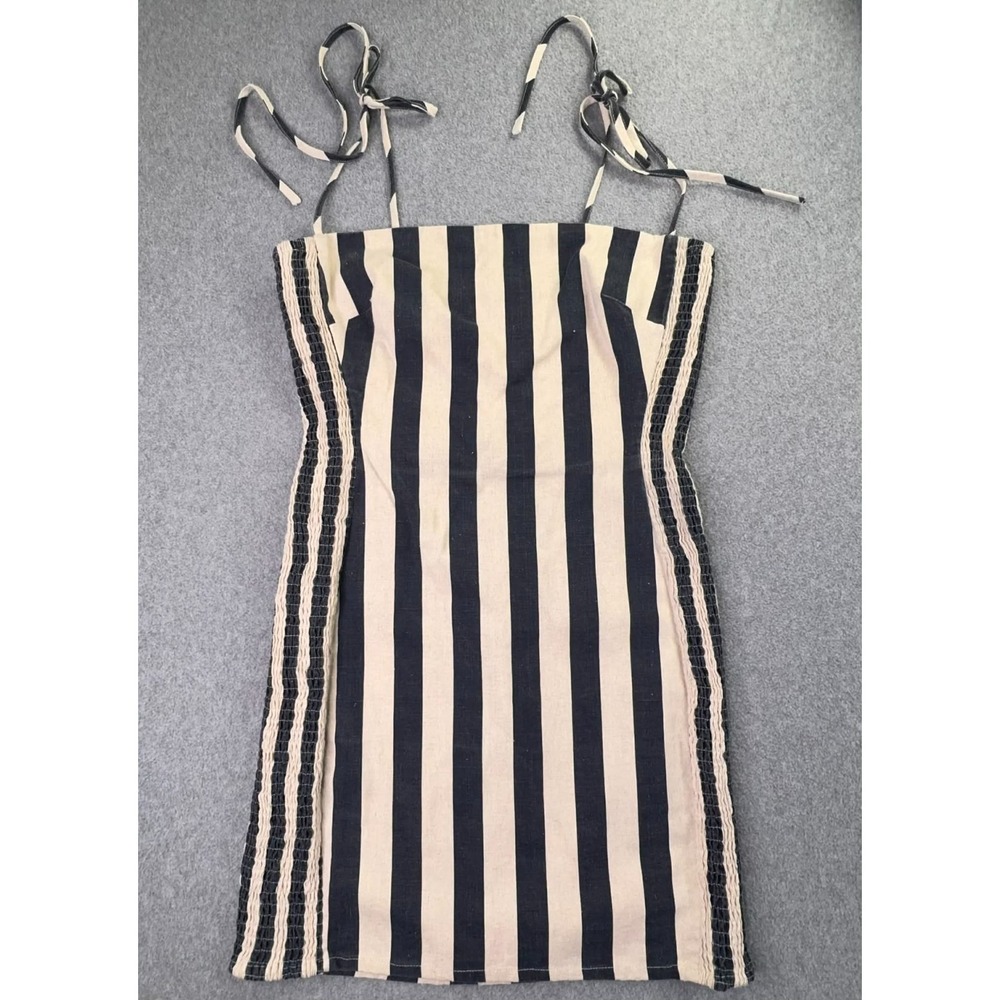 ASTR The Label‎ Striped Linen Blend Smocked Mini Dress Women's Size M Resortwear